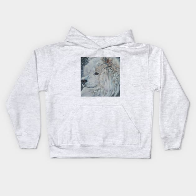 samoyed Fine Art Painting Kids Hoodie by LASHEPARD